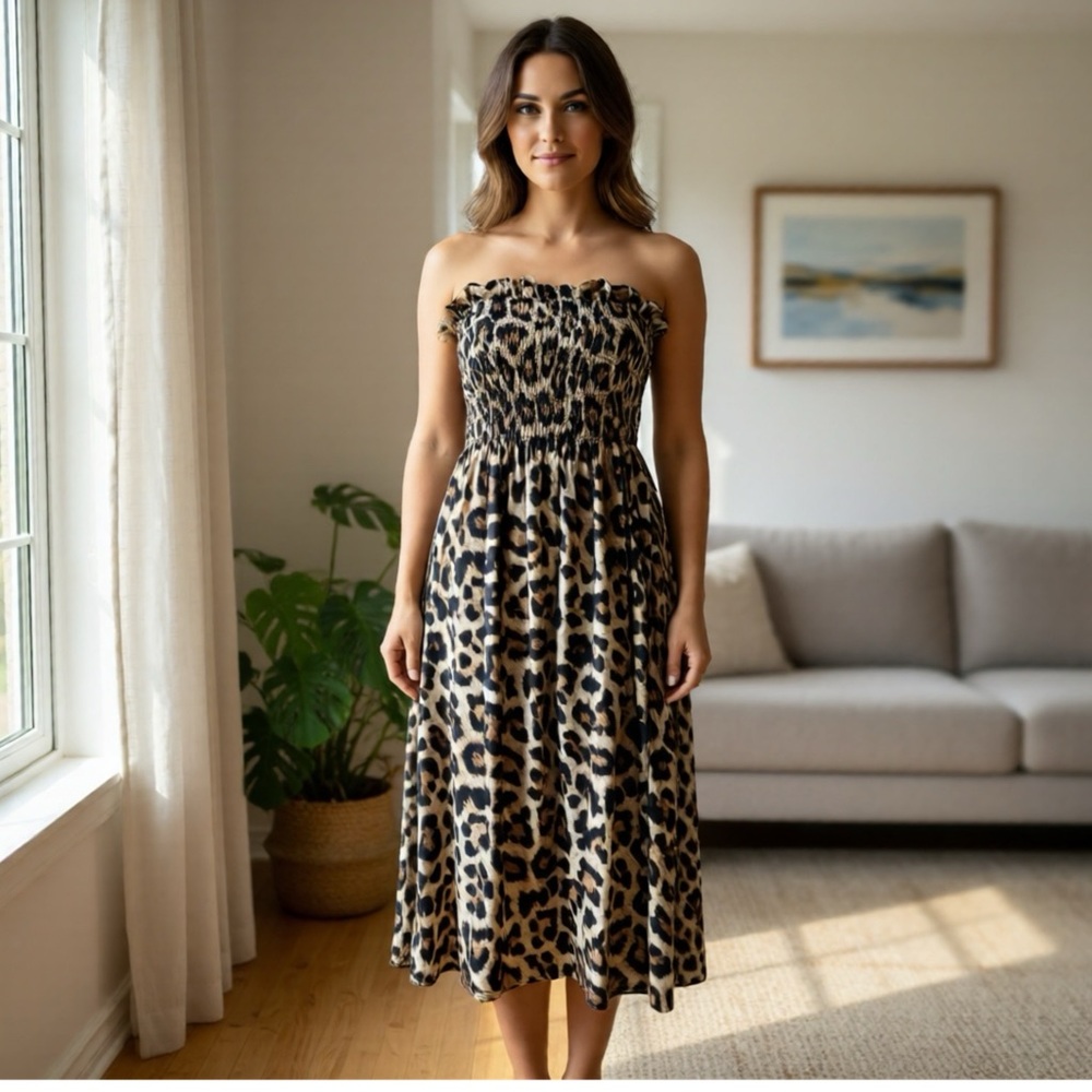 H&M Animal Print Midi Dress